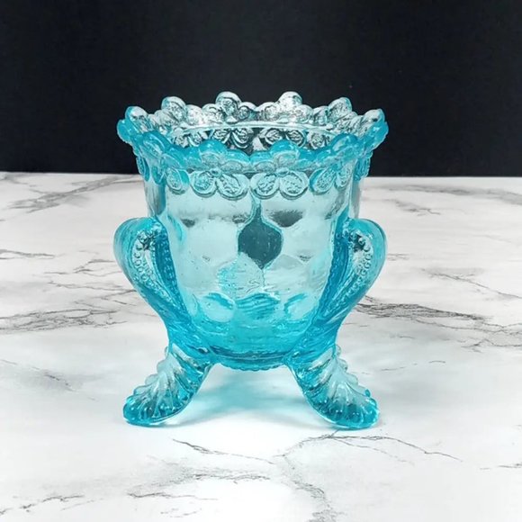 Degenhart Glass Forget Me Not Trinket Toothpick Paperweight Vtg - Picture 2 of 9